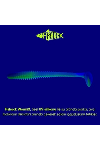 Silikon Kurt Yem - 4,2g 105mm - Turna/levrek Silikonu - 1 Adet - Mavi/yeşil - Karides Kokulu