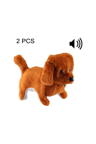 2 Pcs Plush Puppy Electric Toys Can Will Move Forward / Will Backwards / Sounding And Luminous Eyes