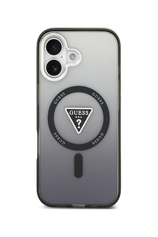 Apple Uyumlu iPhone 17 Kılıf Guess Lisanslı M-safeli Iml Baskılı Üçgen Logolu Metal Kamera Çerçeveli Siyah Siyah