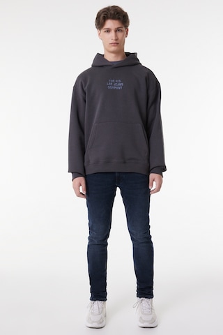 Lee Relaxed Fit Geniş Kesim Kapüşonlu Içi Polarlı Sırt Baskılı Antrasit Sweatshirt LM05RHON Siyah