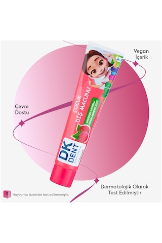 Dkdent Ahududu Aromalı Florürsüz Vegan Çocuk Diş Macunu - Pırıl 50 Ml X 2 Adet Çürük Önleyici