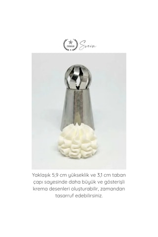 Pastasüsleme Pasta Süsleme 5'li Profesyonel Büyük Boy Paslanmaz Çelik Krema Sıkma Fırfır Duy Uçları Gri