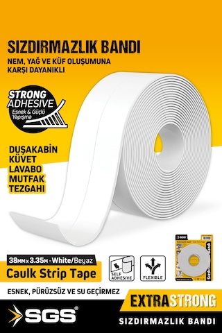 Sgs 1241 Küf Tutmaz Duşakabin Küvet Lavabo Su Sızdırmazlık Bandı 38mm X 3.35m