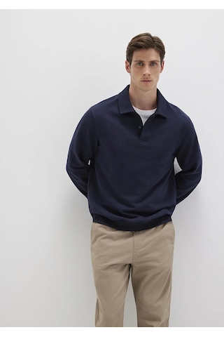 Mavi Yarım Düğmeli Polo Yaka Lacivert Erkek Sweatshirt M0s10420-82318 Lacivert