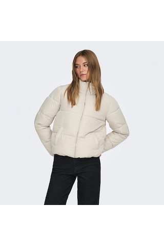 Jacqueline De Yong Newerica Life Short Padded Kadın Ekru Dik Yaka Ceket Ekru
