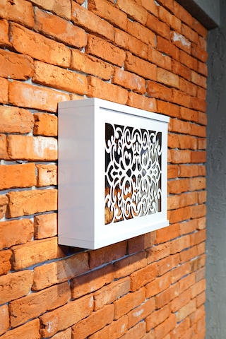 Modem Saklama Kutusu Sürgülü Yana Açılır 35 X 40 Motifli Beyaz