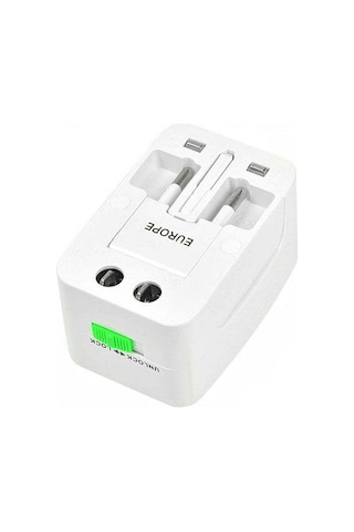 Qingmipy Evrensel Seyahat Adaptörü: Usb Çift Portlu, Avrupa/ingiltere Standartları, 150+ Ülke Uyumlu, 1500w Güç, Dayanıklı Abs Malzeme