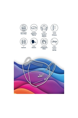 Musk N95 Maske Mix Colorful Kutusu 20 Adet