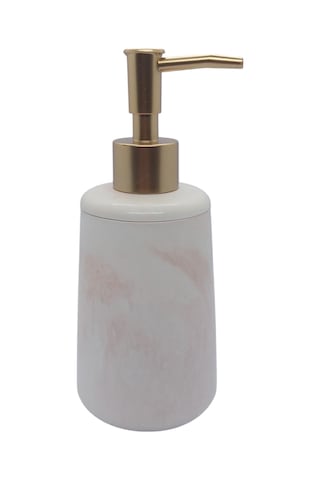 2 Li Taş Banyo Seti Beyaz - Kahverengi Mermer Desenli Aıvı Sabunluk Ve Giderli Katı Sabunluk 18 Cm Beyaz