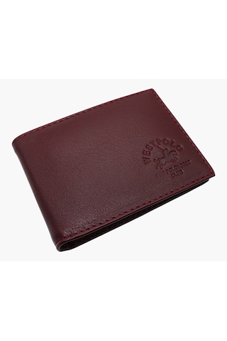 Westpolo Hakiki Deri Kağıt Para Ve Bol Şeffaf Kart Bölmeli Unisex Kartlık - Bordo Bordo