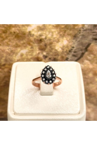 Elmas Montür Rosegold Damla Gümüş Set Takım Rose Gold