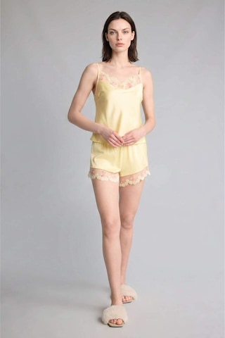 Defacto Regular Fıt Askılı Tül Detaylı 2li Saten Açık Sarı Pijama Takımı H0353ax26smyl83 Sarı-yl83