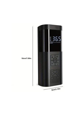 Primepickings Taşınabilir Lastik Şişirme 150psı Kablosuz Hava Kompresörü Usb Şarjlı Araç Bisiklet Motor Ve Spor Topları İçin Black