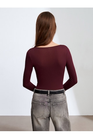 Dilvin 32311 Dantelli Kaşmir Bluz-Mürdüm
