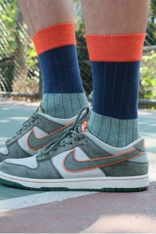 Erkek Mint-füme Blok Desenli Soket Çorap Renkli