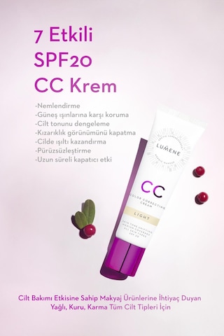 Lumene Shade Light-7 Etkili Renk Dengeleyici CC Cream PF 20 Açık 30 ML