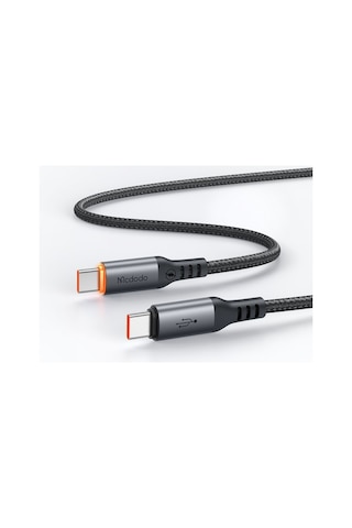 Ca-2040 Type-c Type-c 100w Pd Hızlı E-marker Çipli Örgü Poweroff Kablo 1.2m Siyah
