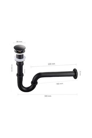 Pop-up Basmalı Paslanmaz Çelik Metal Lavabo Sifonu Ksf101 Mat Siyah Genel
