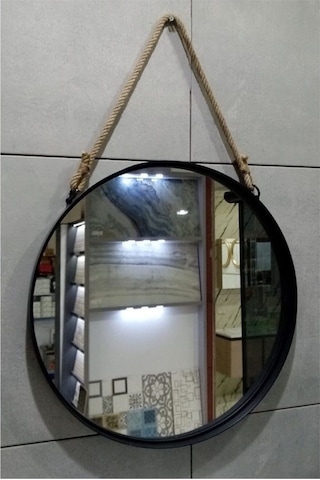 Lama Metal Dekoratif Lavabo Üstü Duvar Aynası Siyah