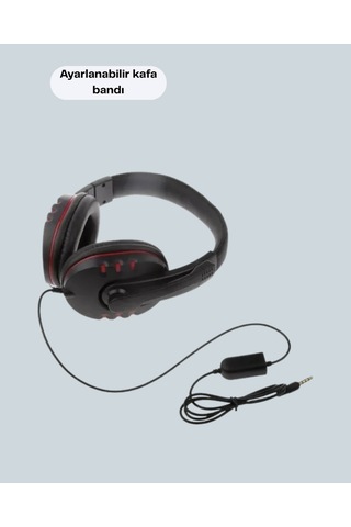 Stereo Kırmızıkulaklığı Yumuşak Pedli Mikrofonlu -