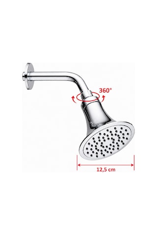 Aqua Bagno Largo Tepe Duş Başlığı 12,5 Cm Duvar Tipi Duş Kolu Seti Krom 80.03.04.01.01