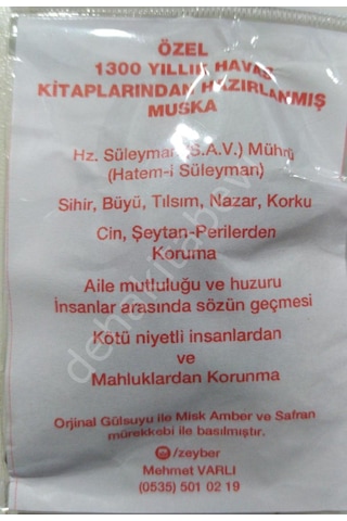 1300 Yıllık Havas Kitaplarından Hazırlanmış Muska