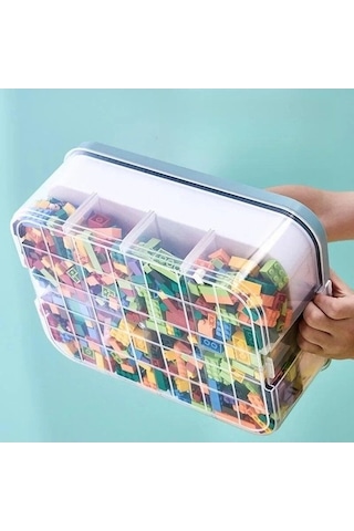 Novahub Turuncu 1 Katlı Çocuk Organizatör, Bilmeceli Sınıflama Kutusu, Şeffaf Oyuncak Bölme Kutusu Turuncu