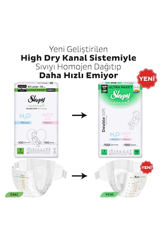 Sleepy Natural Double Soft Ultra Fırsat Paketi Bebek Bezi 7 Numara Xxlarge 96 Adet