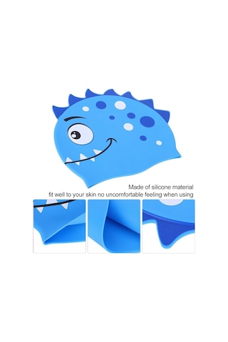 Çocuk Karikatür Dinozor Rahat Silikon Yüzme Kap Pembe