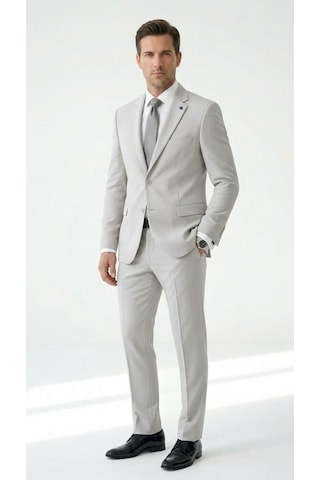 Tk 6893erkek Klasik 2 Li Takım Elbise 2 Düğmeli Slim Fit Esnek Kumaş Çift Yırtmaçlı 7 Drop Taş