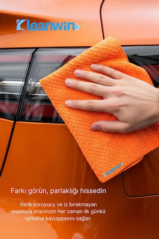 Lucid Mikrofiber Araba Cam Bezi 50x70 Cm 240 Gsm Turuncu, İz Bırakmaz Cam Silme Ve Kurulama Bezi