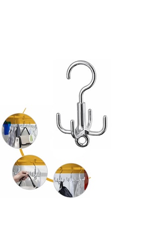 Microcase Çok Amaçlı Döner Başlıklı Metal Elbise Kravat Eşarp Askılığı 1 Adet Al5448 Gümüş
