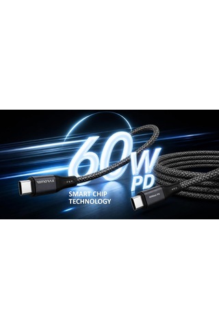Lexroo Type C-c, 2metre Örgülü 60watt Pd Hızlı Şarj Kablosu, Wahoo 1ad X 2metre Füme Standart