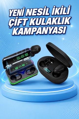 İkili Bluetooth Kulaklık Dijital Göstergeli Uzun Pil Ömrü Yüksek Ses Kaliteli Ilkelgrp-5835 Diğer