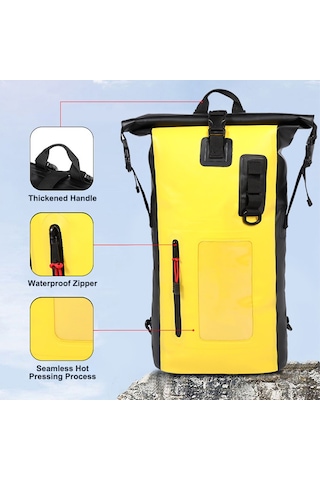 Neevoyu 30l Siyah Su Geçirmez Spor Sırt Çantası - İç/ Dış Su Ayırma, Telefon Penceresi Ve Kanca - Kamp, Akvaryum, Yürüyüş İçin Siyah