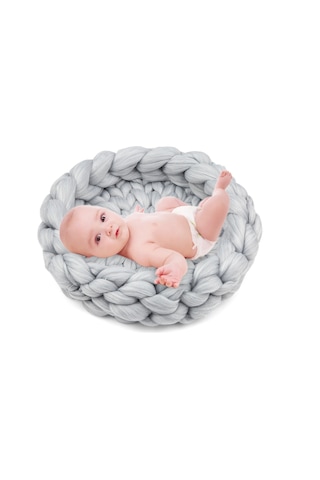 Maiyame Yeni Doğan Fotoğraf Jeli 40x5cm Yumuşak El Örgü Battaniye Bebek Büyüme İzleme Prop Gri Gri