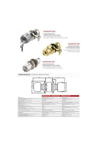 Kale Ezset Topuzlu Kilit Saten Kd040/35-320