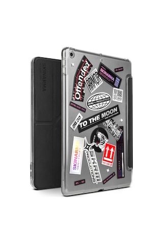 Apple Uyumlu iPad 10.2 2021 9.nesil Kılıf Skinarma Sticker Tasarımlı Arkası Şeffaf Standlı Mageru Kılıf