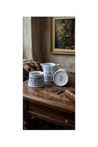 Blau Saks" Antika / Vintage Sütlük Ve Şekerlik Seti Ekru