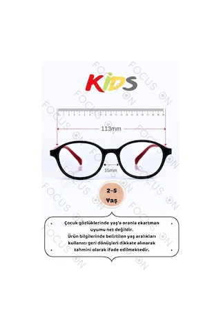 Focus On KS001-C1S-EKRAN Siyah Kırmızı 2-5 Yaş Mavi Işık Filtreli Çocuk Ekran Gözlüğü