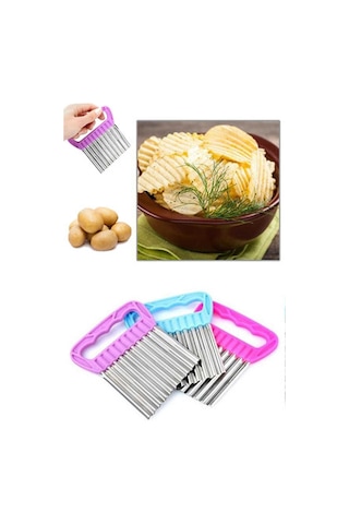 Patates Cips ve Sebze Dilimleyici Chips Chopper Şekilli Doğrayıcı Çok Renkli