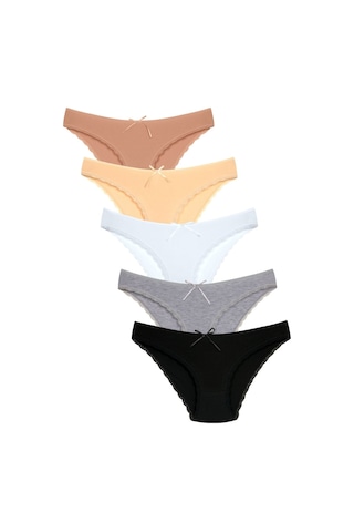 New Lilla 1101 Bikini Kadın T. Dantelli Külot Paketi Çok Renkli