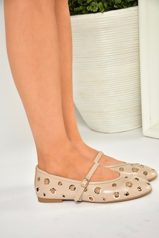 Fox Shoes U820084509 Bej Kadın Babet Bej-suni Deri Bej