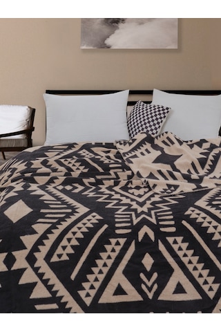 Neeco Pamuklu Çift Kişilik Battaniye Bej