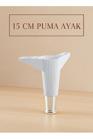 Puma 15 Cm Beyaz-krom Mobilya Kanepe Tv Ünitesi Kosol Ayağı Beyaz-krom