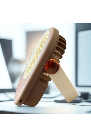 Fan Masaüstü Vantilatör Klima, Usb Ve Rgb Işıklı Mini Vantilatör, Serinletici 1200mah İster Ayaklı İster Asmalı 3 Kademe Güç .