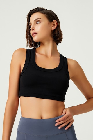 Los Ojos X Melodi Siyah Pamuklu Kalın Askılı Crop Top Tank Siyah