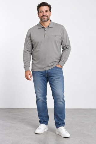 Bihan Store Erkek Gömlek Yaka Cepli Battal Sweat Y26-2030-gri