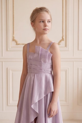 Kent Of Kids Kız Çocuk Abiye Lila Uçuş Uçuş Monaray Kumaş Asimetrik Kesim Prenses Model Yırtmaçlı Abiye Elbise 10-15 Yaş