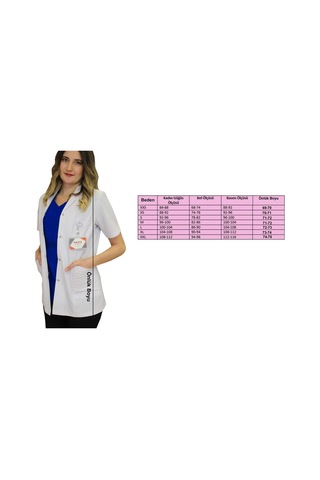 Klasik Yaka Kadın Doktor Önlüğü Hemşire Öğretmen Beyaz Önlük (508605562)